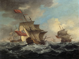 Buy A British Man of War in a Strong Breeze with East Indiamen in the Distance at AllPosters.com