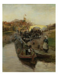 Buy Narrowboatman at a lock (barges at a lock), 1888 at AllPosters.com