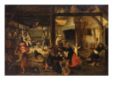 Bandits Attacking a Peasant Family in an Interior