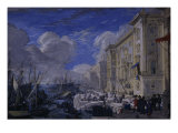 Buy A Venetian Quayside Capriccio, with Numerous Figures and Boats before Grandiose Palazzi, 1637 at AllPosters.com