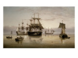 Men-of-War and other Shipping Anchored in a Calm, 1885
