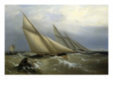 Buy A Schooner and Cutter Yacht rounding a Buoy, 1876 at AllPosters.com