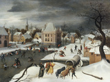 A Winter Scene by a Moated Castle