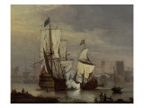 Buy The Royal Sovereign at Rest on the Meadway below Rochester Castle, c.1704-1707 at AllPosters.com