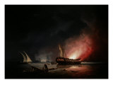 Buy A Frigate on Fire after a Battle, 1835 at AllPosters.com