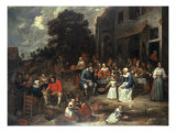 Buy A Large Company Feasting outside a House at AllPosters.com