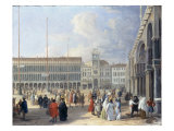 Platzansicht mit Procuratie Vecchie, Torre dell'Orologio und Markusdom