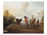 Buy A Man and Lady Mounted on Horseback beside a River at AllPosters.com