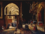 Buy A Capriccio View of a Gothic Cathedral Interior with a Mass being Celebrated in a Side Chapel, 1630 at AllPosters.com