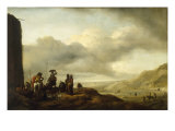 Buy Beach Landscape with Women selling Fish in the Foreground at AllPosters.com