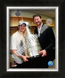 Sidney Crosby & Mario Lemieux Game 7 - 2008-09 NHL Stanley Cup Finals With Trophy