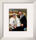 Sidney Crosby & Mario Lemieux Game 7 - 2008-09 NHL Stanley Cup Finals With Trophy