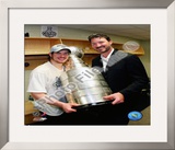 Sidney Crosby & Mario Lemieux Game 7 - 2008-09 NHL Stanley Cup Finals With Trophy