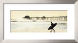Surfer at Huntington Beach Framed Art Print