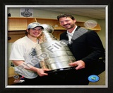 Sidney Crosby & Mario Lemieux Game 7 - 2008-09 NHL Stanley Cup Finals With Trophy