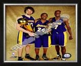 Pau Gasol, Kobe Bryant, & Lamar Odom Game 5 - 2009 NBA Finals With Championship Trophy (#31)