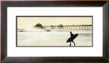 Surfer at Huntington Beach Framed Art Print