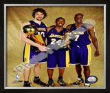 Pau Gasol, Kobe Bryant, & Lamar Odom Game 5 - 2009 NBA Finals With Championship Trophy (#31)