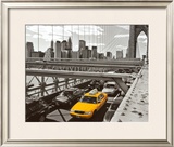 Yellow Cab on Brooklyn Bridge