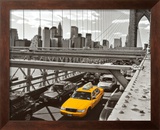 Yellow Cab on Brooklyn Bridge
