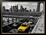 Yellow Cab on Brooklyn Bridge
