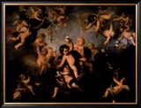 Cherubs Scattering Flowers
