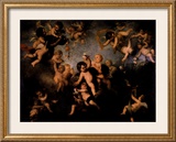 Cherubs Scattering Flowers