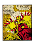 Marvel Comics Retro: The Invincible Iron Man Comic Panel, Fighting and Shooting (aged)