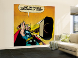 Marvel Comics Retro: Mighty Thor Comic Panel, Throwing Hammer (aged)