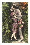 Couple Kissing in Bushes