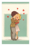 Vintage Valentine with Couple Kissing