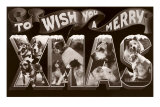 Merry Xmas, Large Letter with Dogs
