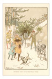 Bringing Home the Christmas Tree, Kate Greenaway Style