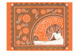 Woodcut of Cabin in Snow Globe