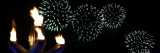 Fireworks Explode Behind the Olympic Flame at Opening Ceremony of Vancouver 2010 Winter Games