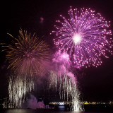 Fireworks Explode over the Olympic Rings During the Opening Ceremony of the Vancouver 2010 Olympics