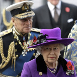 Queen Elizabeth II and Prince Philip Arrive for Remembrance Day Service, Westminster Abbey, London
