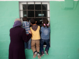 Palestinians Listen from Outside to a Music Band in a Mosque, During Celebrations Marking Nebi Musa
