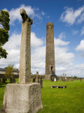 Round Tower and High Cross, St Brigid's Ci Cathedral, Kildare Town, Co Kildare, Ireland