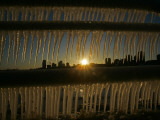 Sun Sets on a Sub Zero Day Behind the Skyline of Milwaukee