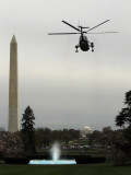 Marine One, with President Barack Obama Aboard, Leaves the White House in Washington