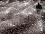 Potato Farmer Checks His Field During Irrigation in Village Near Larnaca in the South of Cyprus