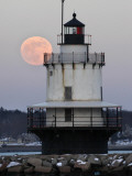 Buy Full Moon Rises Behind the Sprint Point Light House in South Portland, Maine at AllPosters.com