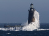 Heavy Surf Slams into the 72-Foot-Tall Ram Island Ledge Light