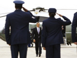 President Barack Obama Walks Towards Air Force One at Andrews Air Force Base Photographic Print