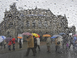 Tourists as They Cross the Street in Front of the Landmark Semper Opera House in Dresden