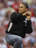 President Obama Winds Up to Throw Out the First Pitch During the MLB All-Star Baseball Game in St.  Photographic Print
