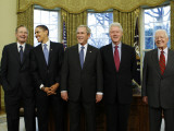 President-Elect Barack Obama is Welcomed by President George W. Bush for a Meeting at White House