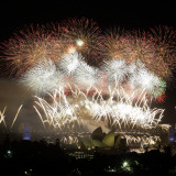 Fireworks Flash over Sydney Harbor During New Year Celebrations