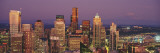 City Skyline Lit Up at Dusk with Mt Rainier in Background, Seattle, King County, Washington State